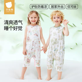 贝肽斯睡衣儿童夏季薄款优可丝家居服连体衣宝宝2025新款短袖睡衣