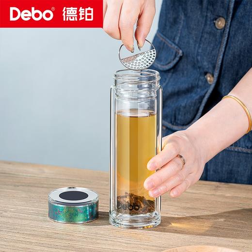 Debo德铂-金斯利温显玻璃钛杯320ml 创新专利钛金属杯盖+双层加厚高硼硅抑菌搭档 饮在安心 商品图5