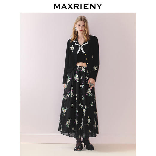 【商场同款】MAXRIENY轻奢高知穿搭收腰外套百合珠片绣花25秋款(货号:MC86JA271) 商品图1