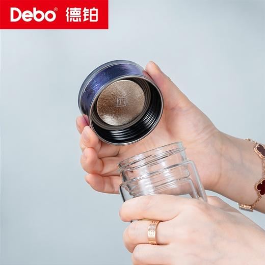 Debo德铂-金斯利温显玻璃钛杯320ml 创新专利钛金属杯盖+双层加厚高硼硅抑菌搭档 饮在安心 商品图6