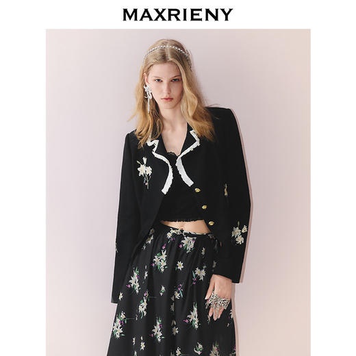 【商场同款】MAXRIENY轻奢高知穿搭收腰外套百合珠片绣花25秋款(货号:MC86JA271) 商品图2