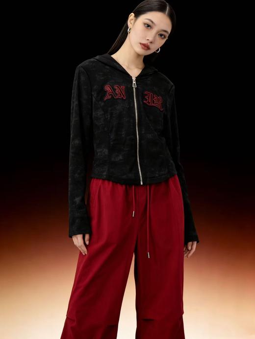 418良粉节|2026 活动爆款【自营】衣周期～（二件套）Q87拉链连帽休闲上衣➕安哥拉红休闲裤套装-喜出 商品图1