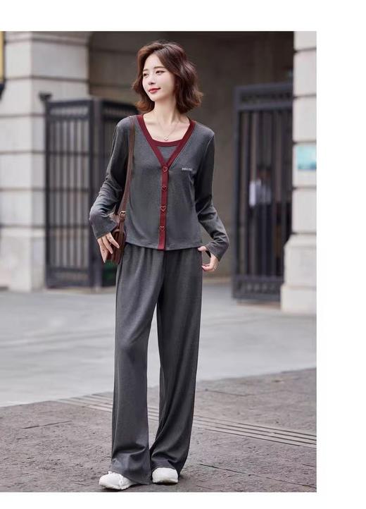 活动爆款【自营】衣周期～（三件套）Q57开衫外套➕吊带➕休闲直筒裤套装-喜出 商品图2