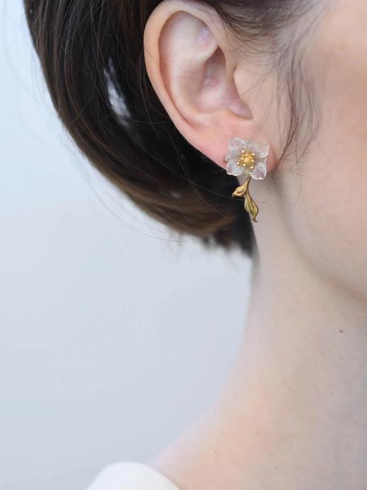 北京仓｜Monshiro-sasayuri-水晶 笹百合 耳环［日本设计师］ 商品图0