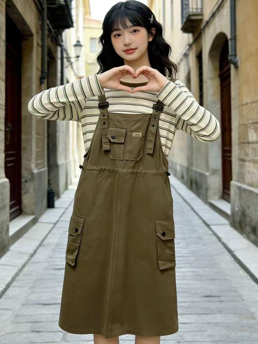 活动爆款【自营】衣周期～（二件套）Q20条纹长袖T恤➕背带裙套装-喜出 商品图3