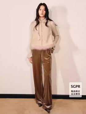 天虹门店发货：凡戴克棕穿搭香料色直身丝绒长裤货号：MU86TR756