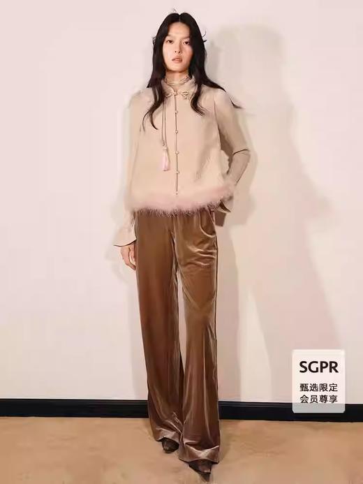 天虹门店发货：凡戴克棕穿搭香料色直身丝绒长裤货号：MU86TR756 商品图0