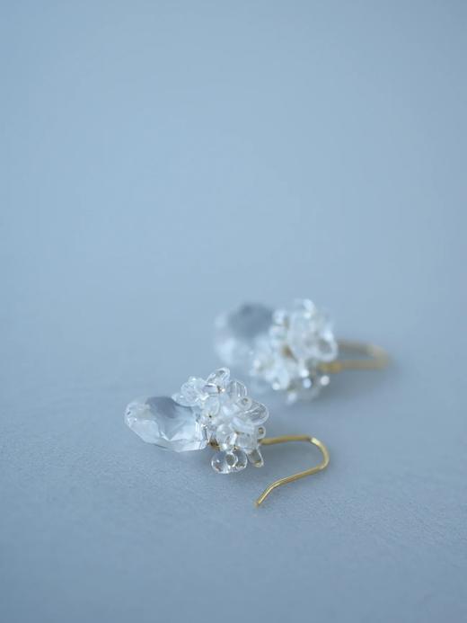 北京仓｜Monshiro-annabelle-白色 水晶 安娜贝尔绣球 耳坠［日本设计师］ 商品图4