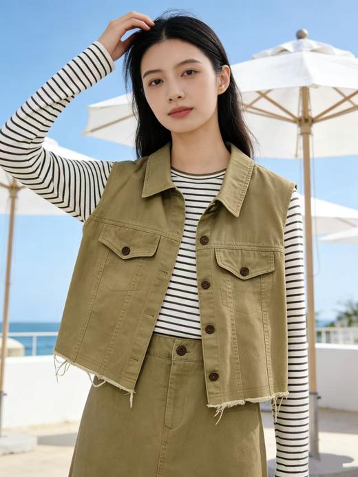 活动爆款【自营】衣周期～（三件套）Q23牛仔马甲➕超软条纹衫➕牛仔半裙套装-喜出 商品图1