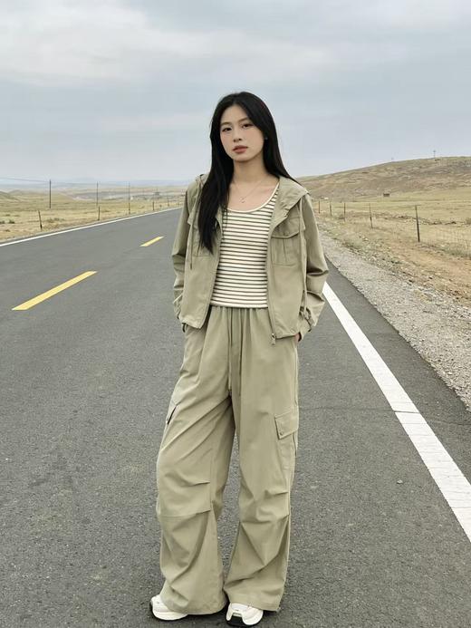 活动爆款【自营】衣周期～（三件套）A06休闲连帽外套➕条纹背心➕休闲工装裤-喜出 商品图8