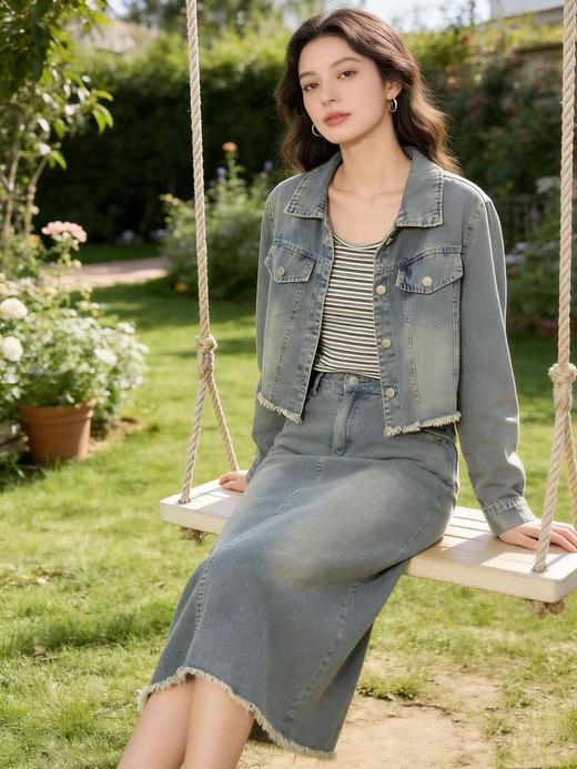 418良粉节|2026 活动爆款【自营】衣周期～（三件套）A10牛仔外套➕吊带➕牛仔半身套装-喜出 商品图1