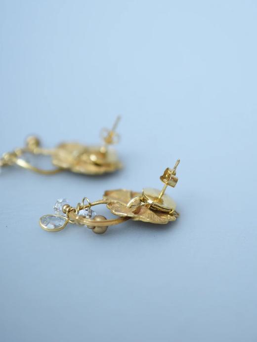 北京仓｜Monshiro-pansy-金色 三色堇 水晶 耳环［日本设计师］ 商品图5