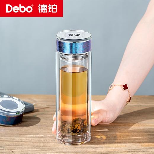Debo德铂-金斯利温显玻璃钛杯320ml 创新专利钛金属杯盖+双层加厚高硼硅抑菌搭档 饮在安心 商品图3