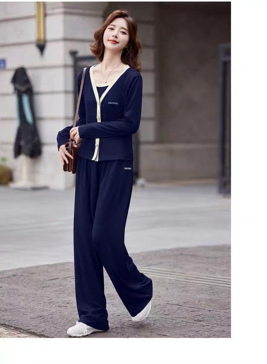 活动爆款【自营】衣周期～（三件套）Q57开衫外套➕吊带➕休闲直筒裤套装-喜出 商品图5