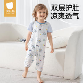 贝肽斯儿童睡衣纯棉夏季薄款新款男女宝宝家居服连体衣服短袖