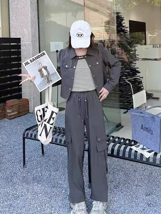 活动爆款【自营】衣周期～（三件套）Q01小外套➕条纹吊带➕工装裤套装-喜出 商品图1