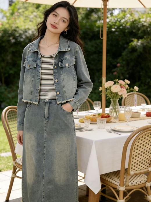 418良粉节|2026 活动爆款【自营】衣周期～（三件套）A10牛仔外套➕吊带➕牛仔半身套装-喜出 商品图4