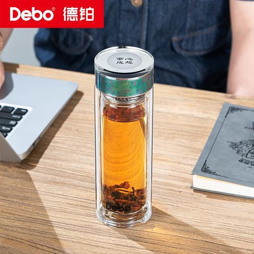 Debo德铂-金斯利温显玻璃钛杯320ml 创新专利钛金属杯盖+双层加厚高硼硅抑菌搭档 饮在安心 商品图8