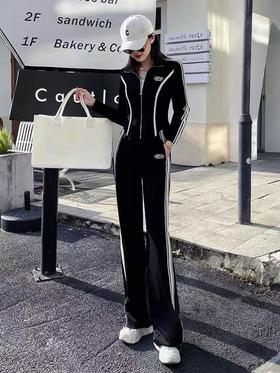 418良粉节|2026 活动爆款～【自营】衣周期～（二件套）Q09休闲立领修身外套➕两穿可抽绳休闲裤套装-喜出