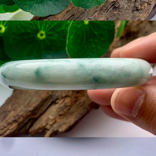 派瑞翡翠 翡翠手镯 糯种 浅绿 飘花 商品图2