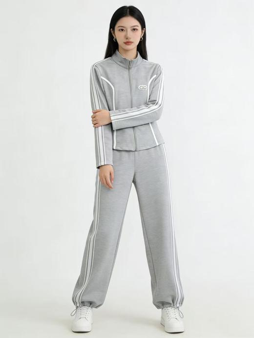 418良粉节|2026 活动爆款～【自营】衣周期～（二件套）Q09休闲立领修身外套➕两穿可抽绳休闲裤套装-喜出 商品图3