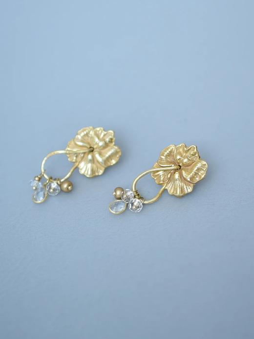 北京仓｜Monshiro-pansy-金色 三色堇 水晶 耳环［日本设计师］ 商品图3
