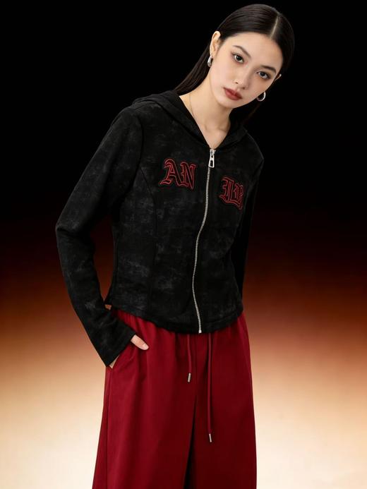 418良粉节|2026 活动爆款【自营】衣周期～（二件套）Q87拉链连帽休闲上衣➕安哥拉红休闲裤套装-喜出 商品图4