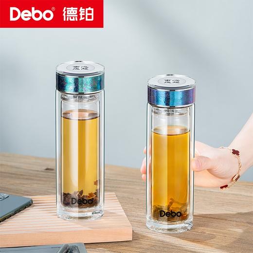 Debo德铂-金斯利温显玻璃钛杯320ml 创新专利钛金属杯盖+双层加厚高硼硅抑菌搭档 饮在安心 商品图0