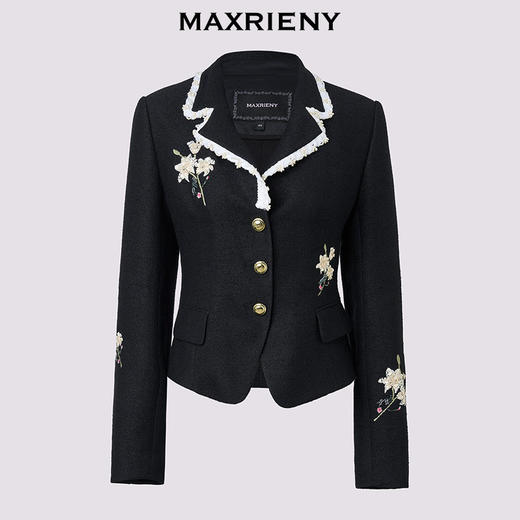 【商场同款】MAXRIENY轻奢高知穿搭收腰外套百合珠片绣花25秋款(货号:MC86JA271) 商品图4