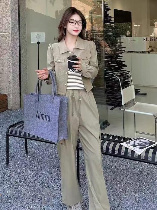 活动爆款【自营】衣周期～（三件套）Q01小外套➕条纹吊带➕工装裤套装-喜出 商品图5