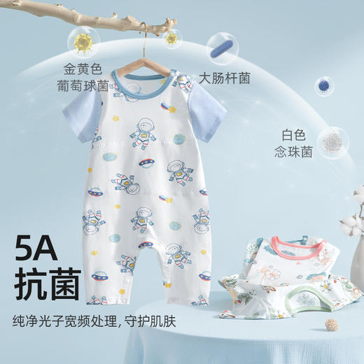 贝肽斯儿童睡衣纯棉夏季薄款新款男女宝宝家居服连体衣服短袖 商品图6