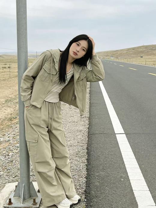 活动爆款【自营】衣周期～（三件套）A06休闲连帽外套➕条纹背心➕休闲工装裤-喜出 商品图7