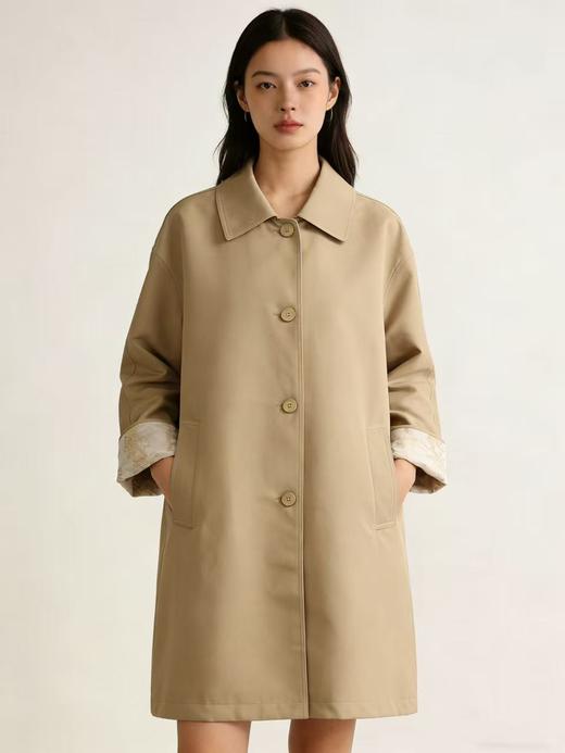 活动爆款【自营】衣周期～T23简约大气可卷边提花袖口风衣外套-喜出 商品图4