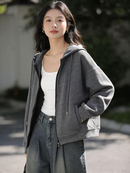 品牌特卖【外套】超好穿！！9021 粘纤➕绵羊毛 品质中厚休闲卫衣开衫拉链连帽外套-喜出 商品图0