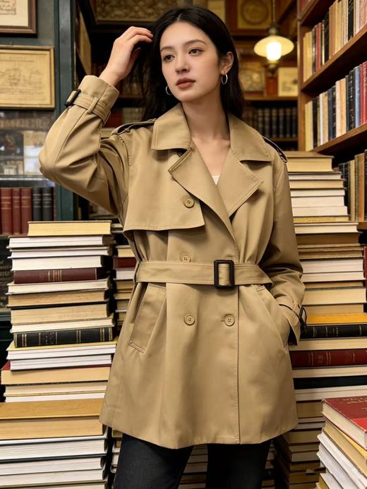 活动爆款【自营】衣周期～T18英伦风双排扣风衣中长外套-喜出 商品图1