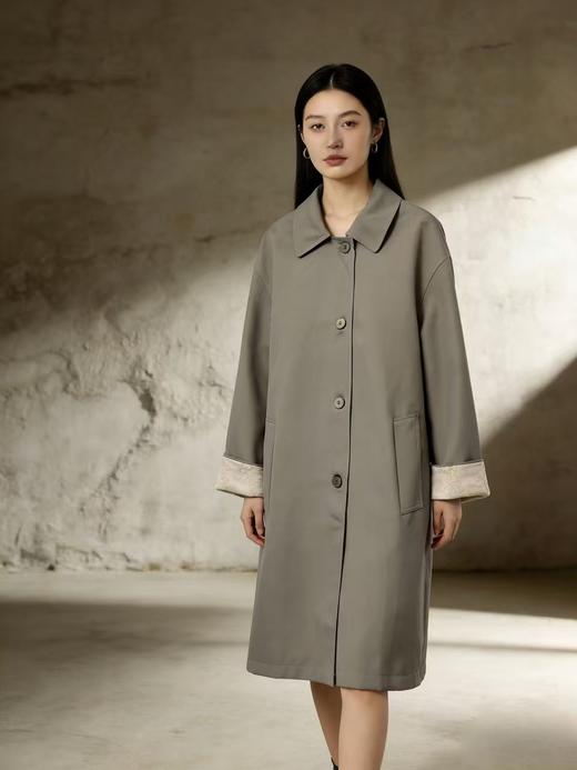 活动爆款【自营】衣周期～T23简约大气可卷边提花袖口风衣外套-喜出 商品图3