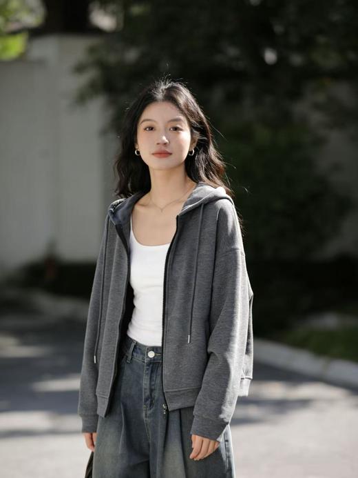 品牌特卖【外套】超好穿！！9021 粘纤➕绵羊毛 品质中厚休闲卫衣开衫拉链连帽外套-喜出 商品图2