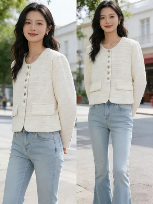 活动爆款【自营】衣周期～815 小香风银色圆扣短款外套-喜出 商品图1