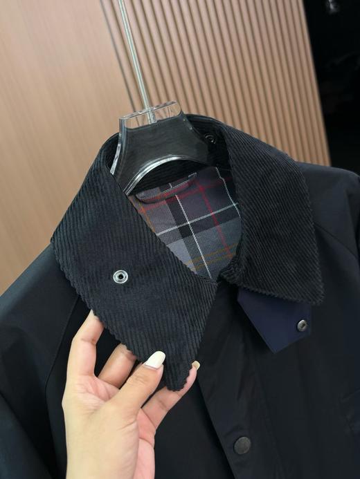 Barbour 巴伯尔新品灯芯绒拼接翻领工装风衣猎装谷仓风外套 商品图3