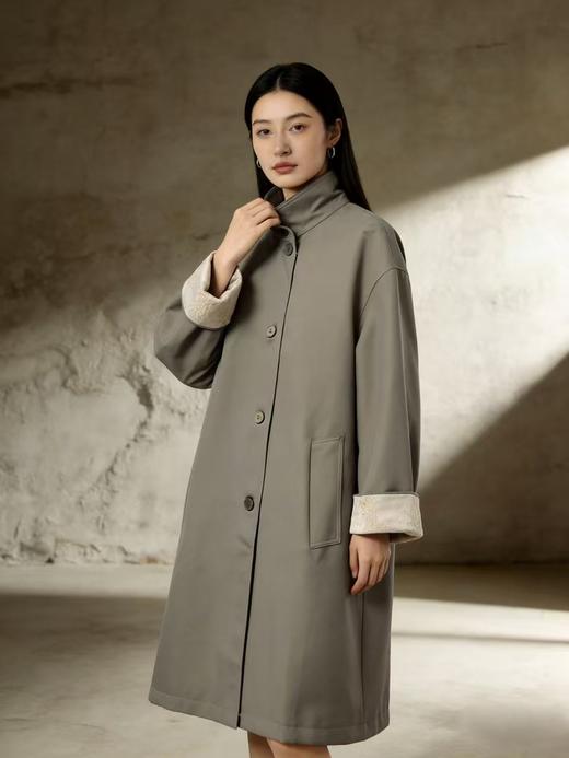 活动爆款【自营】衣周期～T23简约大气可卷边提花袖口风衣外套-喜出 商品图0