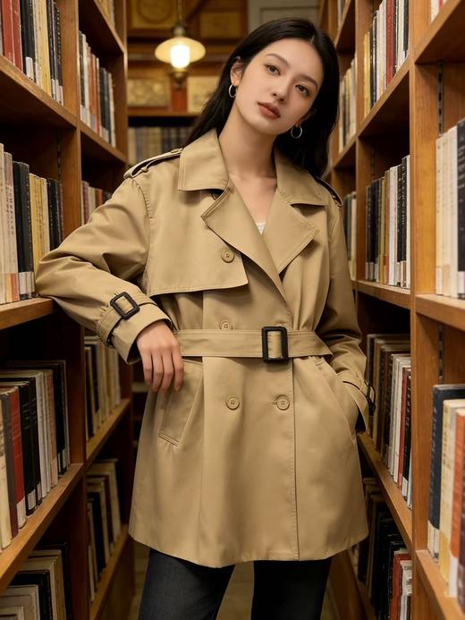 活动爆款【自营】衣周期～T18英伦风双排扣风衣中长外套-喜出 商品图2