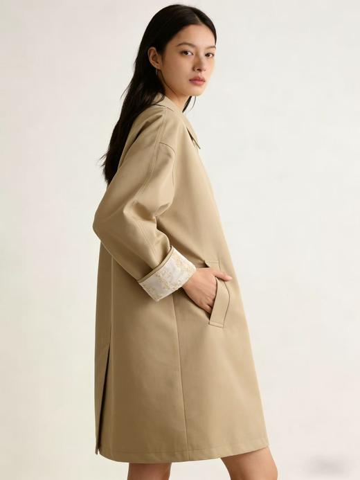 活动爆款【自营】衣周期～T23简约大气可卷边提花袖口风衣外套-喜出 商品图6