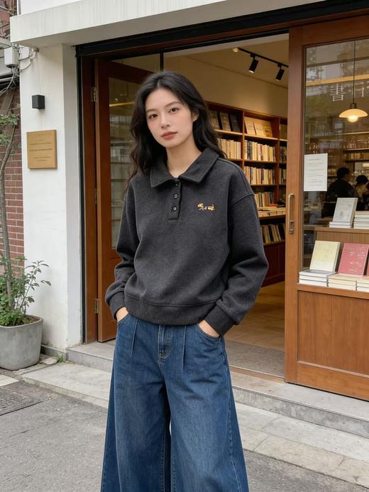 品牌特卖 超好穿！！羊毛POLO领短款卫衣-喜出 商品图1