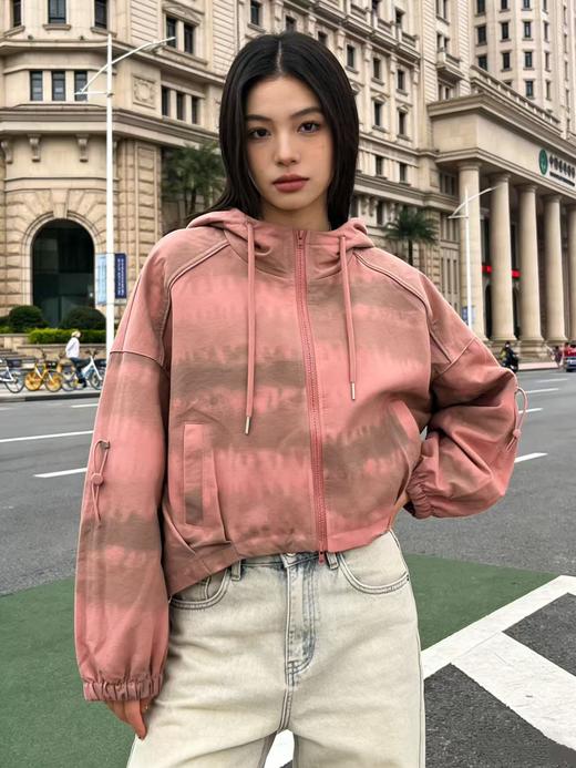 418良粉节|2026 活动爆款【自营】衣周期～772晕染渐变宽松美式风衣外套-喜出 商品图2