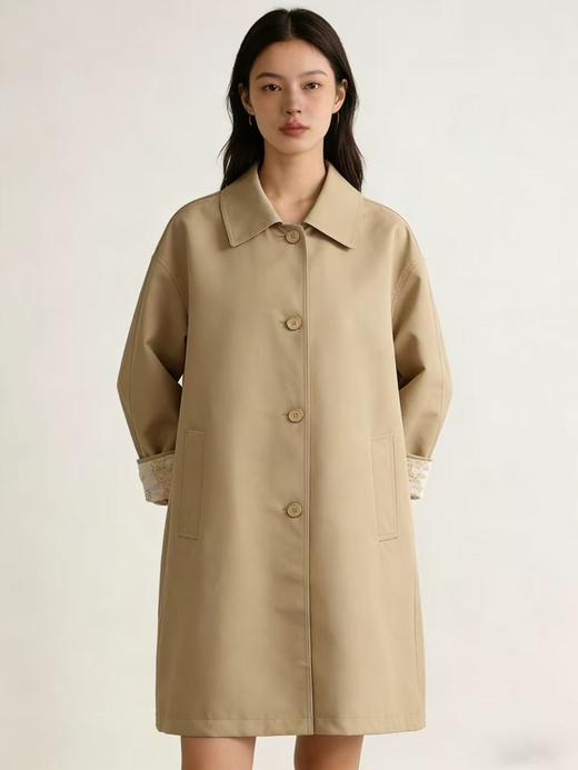 活动爆款【自营】衣周期～T23简约大气可卷边提花袖口风衣外套-喜出 商品图5