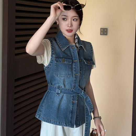 【预售7天】良木礼牛仔马甲（腰带）（3163） 商品图2