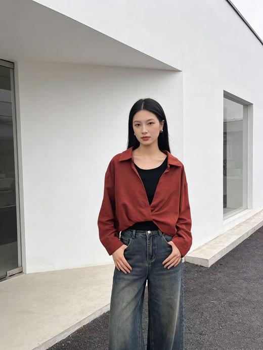 活动爆款【自营】衣周期～（两件套）520打结衬衫➕黑色吊带上衣-喜出 商品图0