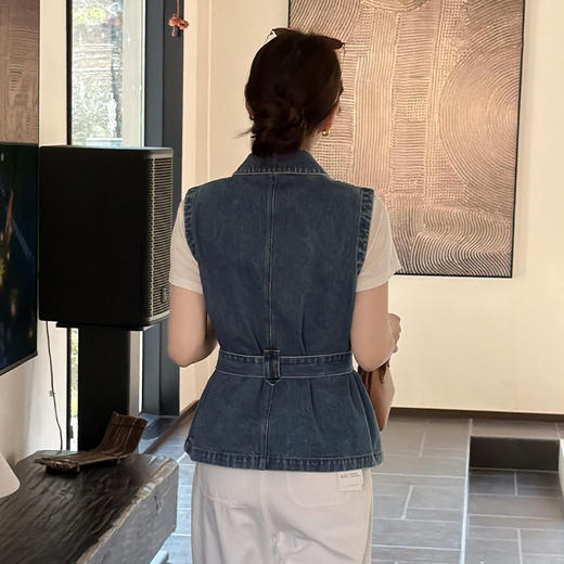 【预售7天】良木礼牛仔马甲（腰带）（3163） 商品图0
