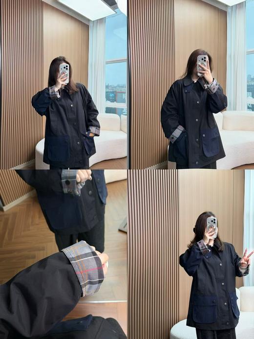 Barbour 巴伯尔新品灯芯绒拼接翻领工装风衣猎装谷仓风外套 商品图1