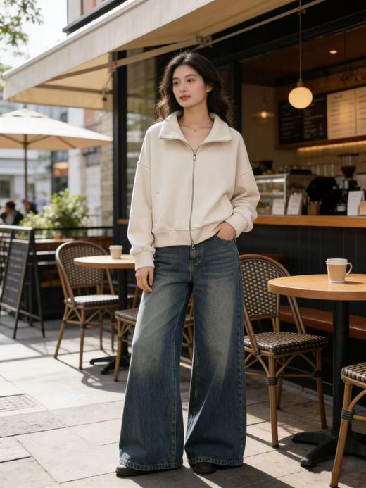 品牌特卖【外套】超好穿！！9010 安迪绒➕4%绵羊毛 中厚休闲卫衣开衫拉链外套-喜出 商品图2